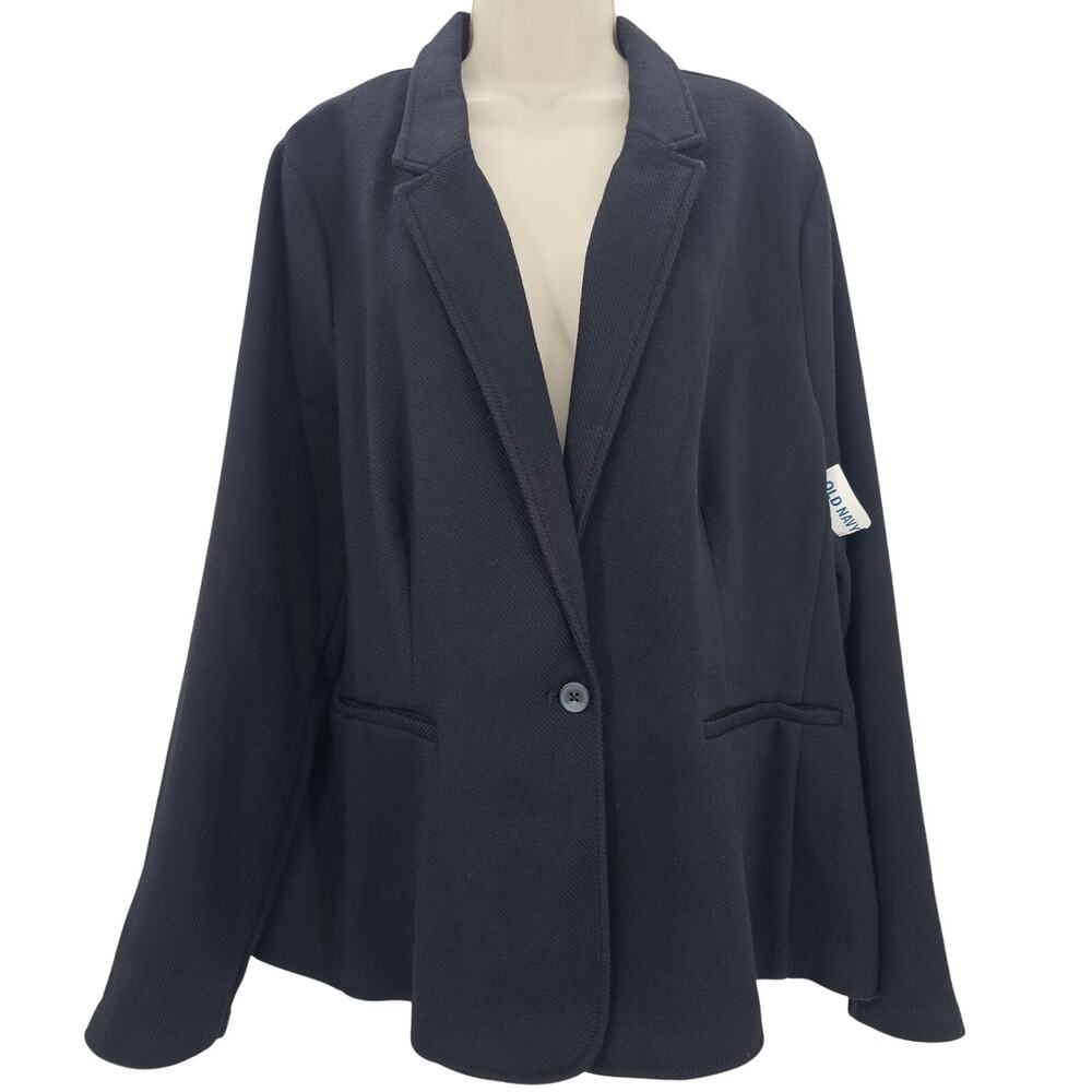 Old Navy Womans size XXL Classic Double Weave Knit 1 Button Blazer Black NEW